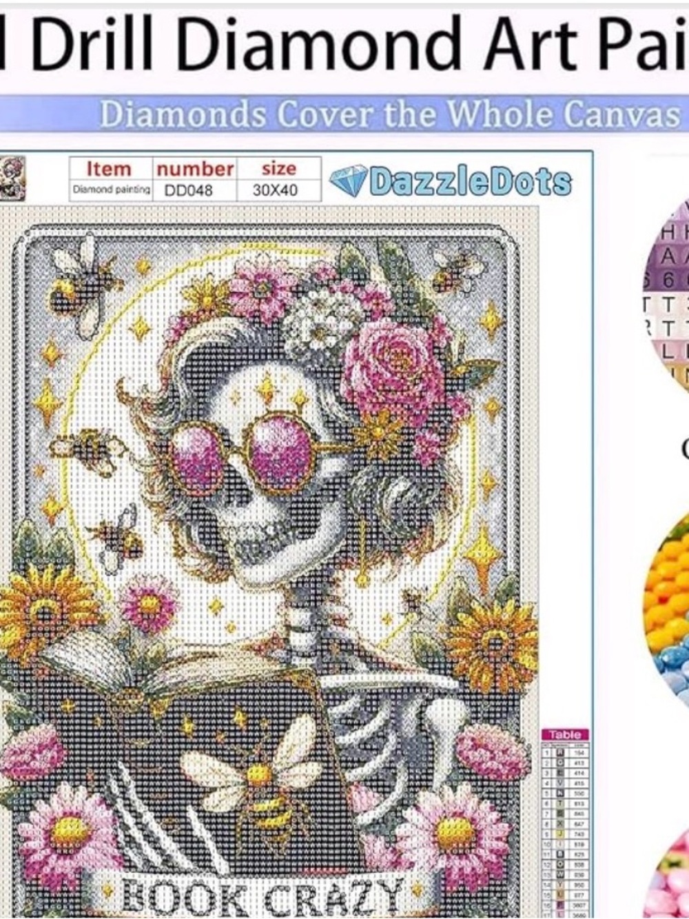 Diamond Art Skeleton Floral Diamond Art